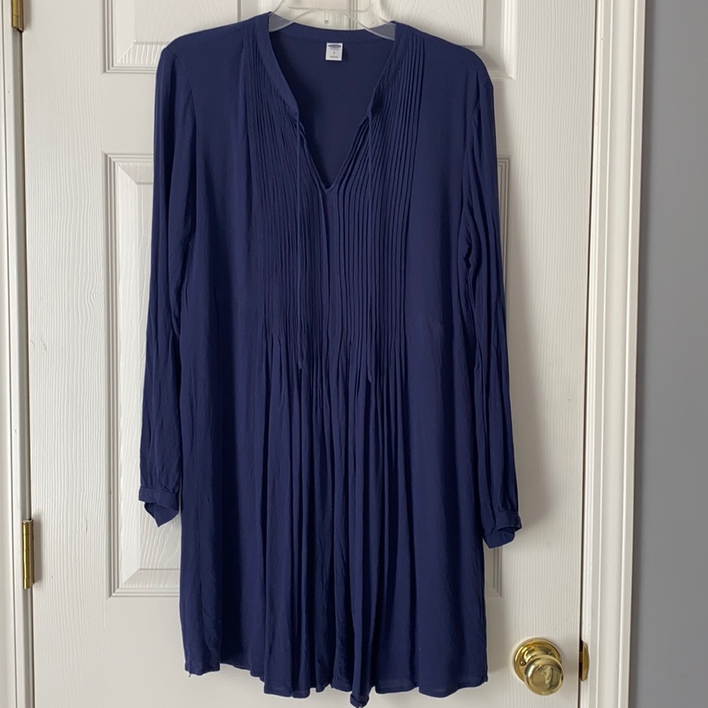 Old Navy Pintuck Navy Tunic Dress L